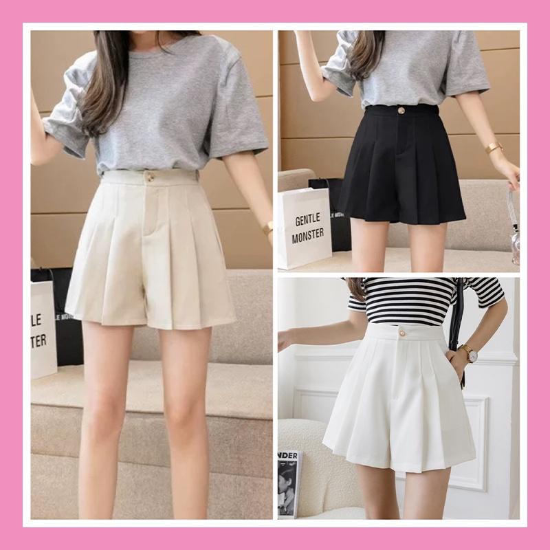 Quần short đùi nữ xếp ly cạp cao chất tuyết mưa cao cấp dày dặn mặc nhà đi chơi đều xinh trẻ trung năng động QS10