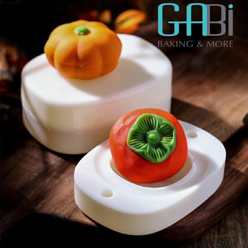 Khuôn ép bánh trung thu hình quả hồng/bí ngô