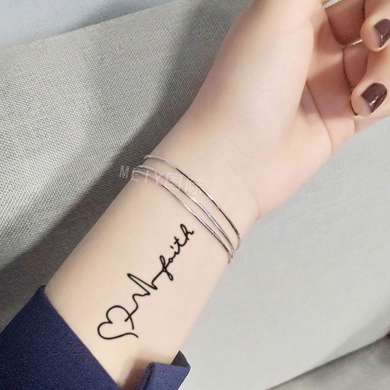 Hình xăm dán nữ tatoo nhịp tim tình yêu kích thước 6 x 10 cm