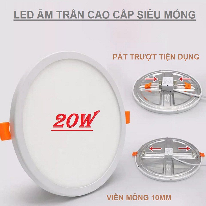 Đèn âm trần viền siêu mỏng 10mm - LED cao cấp siêu sáng - khoét lỗ đa năng dễ dàng thay thế các loại cũ