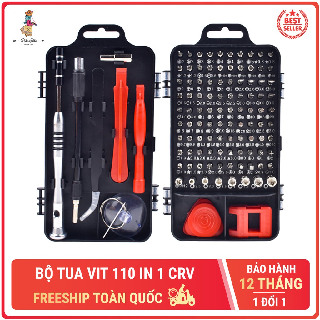 Bộ tua vít đa năng 110 in 1 CRV dụng cụ chuyên sửa chữa tháo lắp điện thoại laptop bỏ túi Phặn Phặn