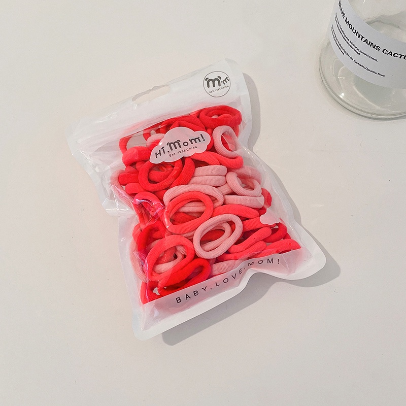 Set 50/100 dây buộc tóc co giãn nhiều màu sắc tùy chọn Hàn Quốc dành cho bé