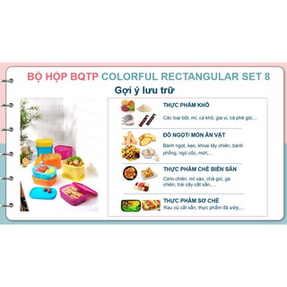 [Xả kho Tết] Tupperware 💕Freeship💕Bộ hộp trữ mát / trữ khô Colorful Rectangular