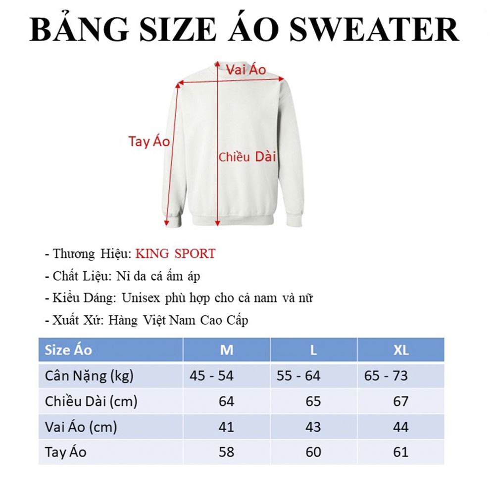 Áo sweater nam nữ nỉ trơn nhiều màu unisex phong cách hàn quốc KING SPORT Áo sweater nỉ form rộng dài tay lót nỉ ấm áp | BigBuy360 - bigbuy360.vn