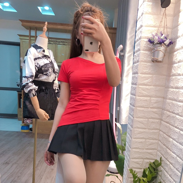 Áo lệch vạt trơn