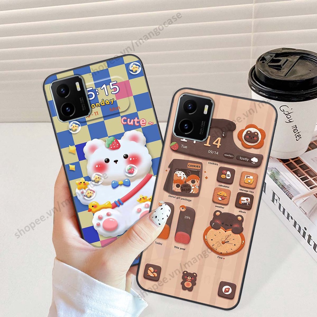 Ốp lưng Vivo Y15s hình gấu, thỏ, đồng hồ cute dễ thương