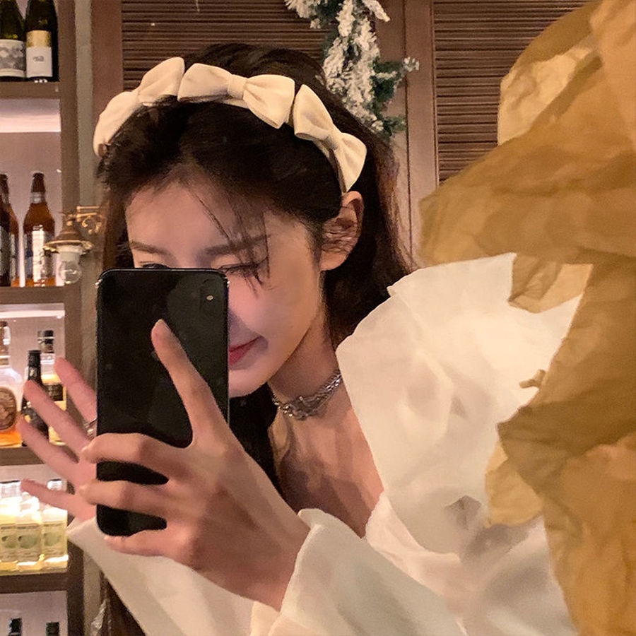 Băng Đô Nơ Màu Trơn Phong Cách Hàn Quốc Cho Nữ