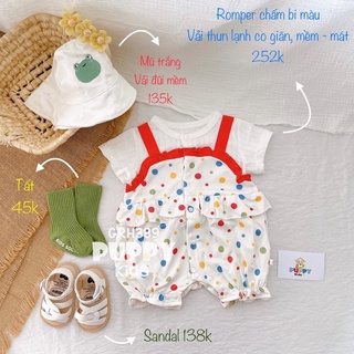 Bộ liền thân chấm bi màu dành cho bé gái