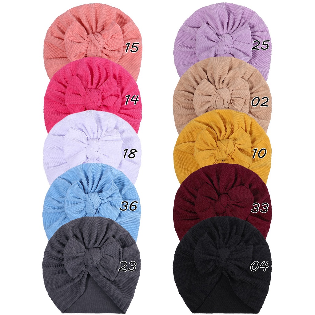 Mũ trùm đầu KIDSBOWS co giãn bằng nylon đính nơ dễ thương thu đông dành cho bé sơ sinh