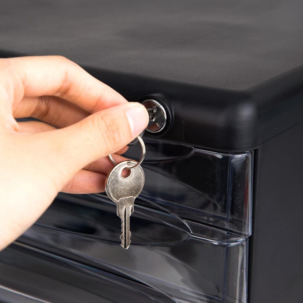 Tủ tài liệu 5 ngăn Deli, Ghi xám/Đen - E9795 .