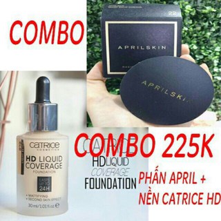 Combo phấn nước Cushion April Skin ma thuật và kem nền Catrice hd 24h mịn da