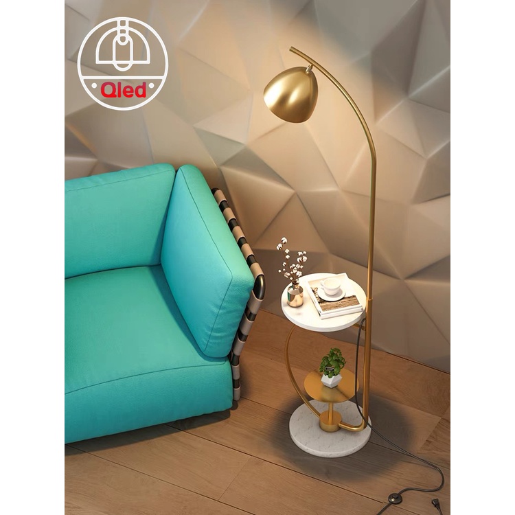 Đèn cây đứng chao đồng hình cái ly đế đá bàn đá cao cấp