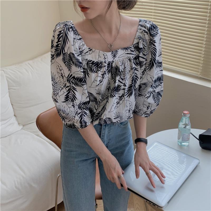 Áo Sơ Mi Tay Phồng Họa Tiết Hoa Phong Cách Retro Thời Trang Cho Nữ | BigBuy360 - bigbuy360.vn