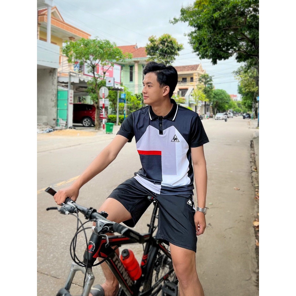 Bộ thể thao nam có cổ chất cotton , bộ quần áo thun nam con gà phong cách lịch sự