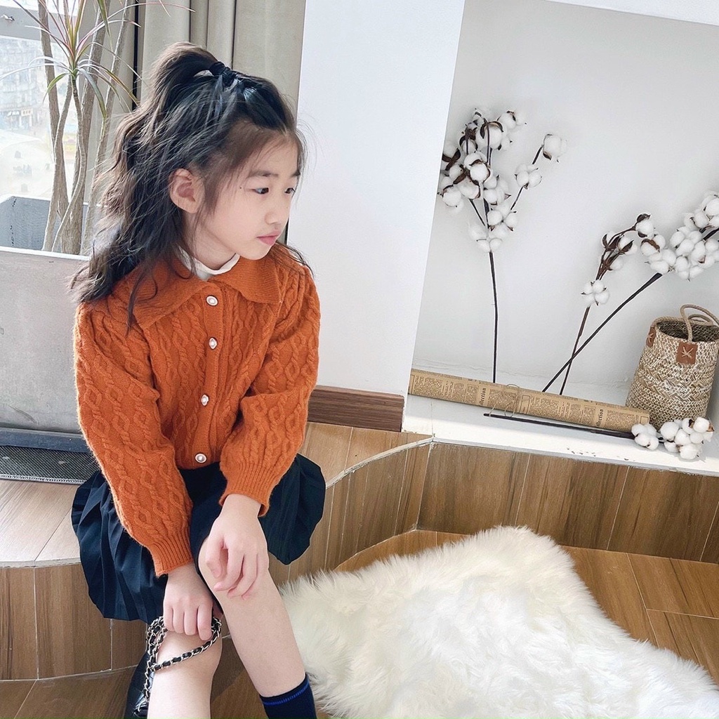áo khoác len vặn thừng bé gái