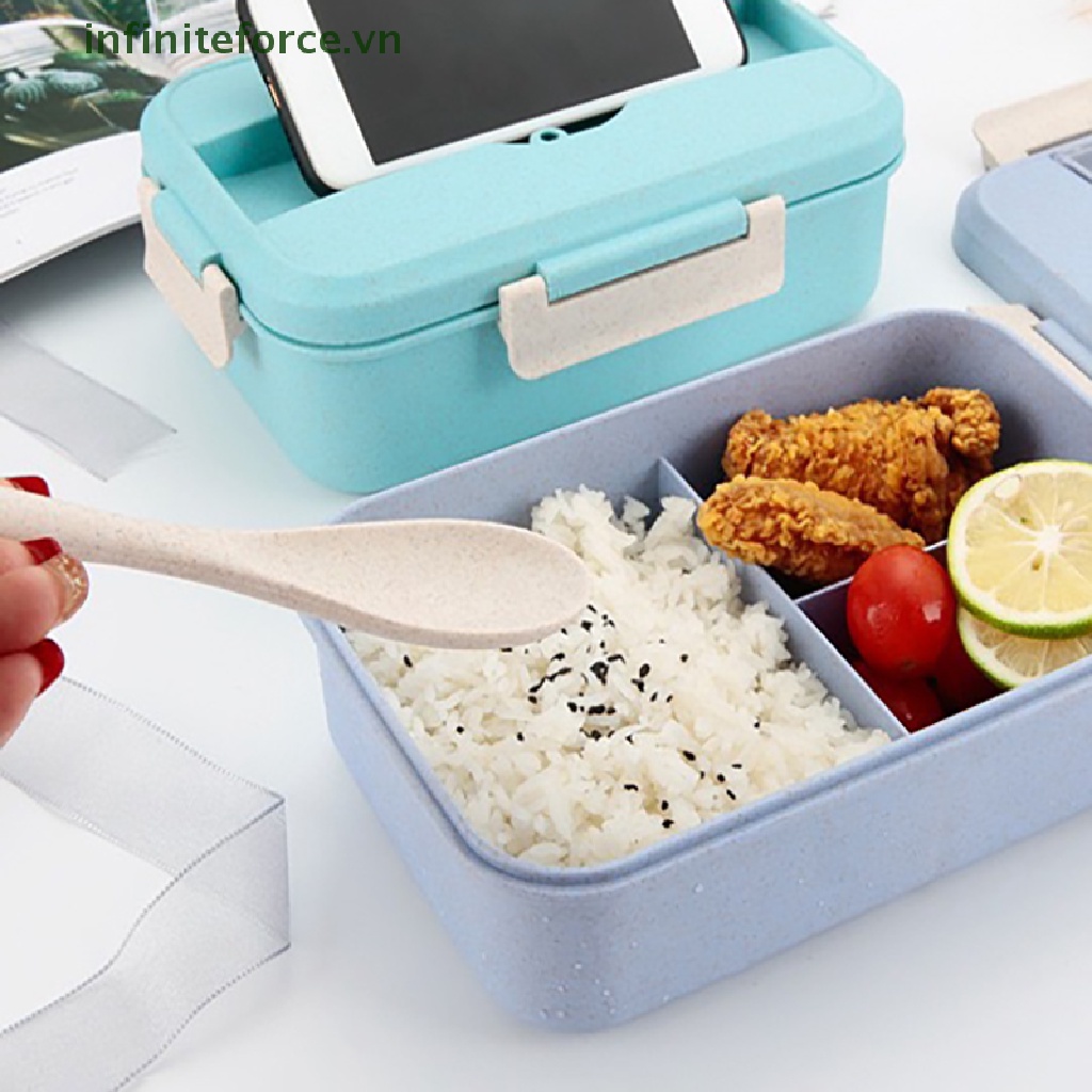 Hộp Đựng Cơm Trưa Bằng Rơm Lúa Mì Kèm Muỗng Dùng Được Trong Lò Vi Sóng
