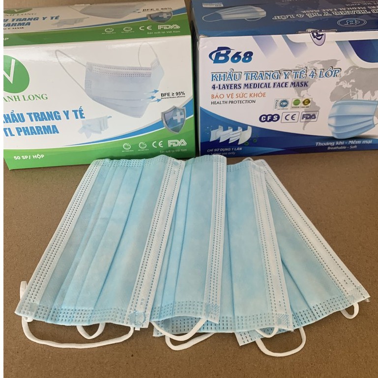 Khẩu Trang Y Tế 4 Lớp Kháng Khuẩn Hộp 50 Chiếc Hàng Loại 1 | BigBuy360 - bigbuy360.vn