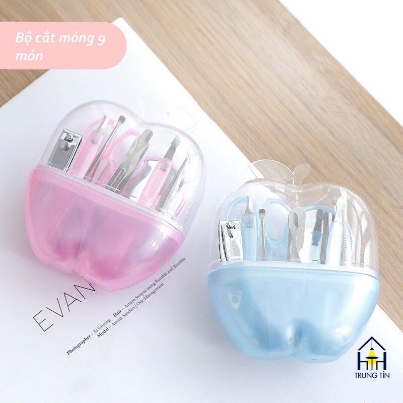 [ SALE HOT ] Bộ Dụng Cụ Cắt Vệ Sinh Móng Tay Cho Bé 9 Món Hình Quả Táo Tiện Lợi An Toàn Đa Năng Trung Tín