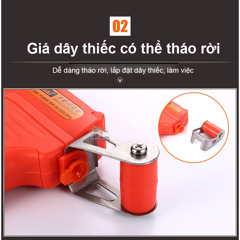 Mỏ hàn nhiệt điện tử tự động đẩy thiếc chính hãng Asaki AK-9095 60W loại xịn -  Tặng thiếc &amp; nhựa thông