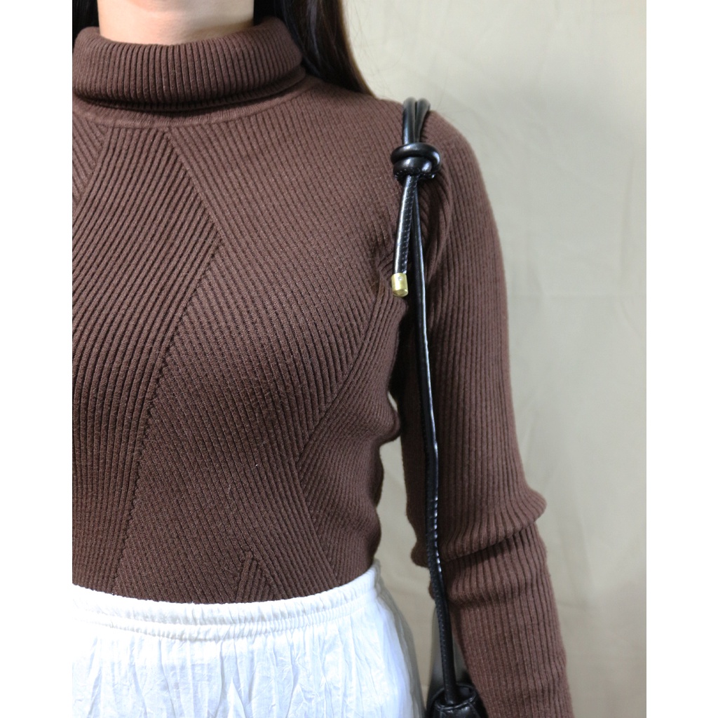 Áo len cổ lọ nâu Vintage dày dặn | BigBuy360 - bigbuy360.vn