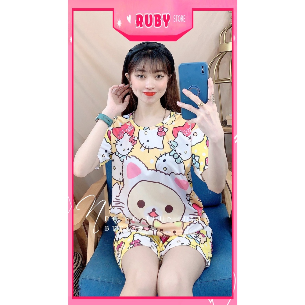 Đồ bộ nữ mặc nhà chất thun mềm mát in hình hoạt hình dễ thương BTT108