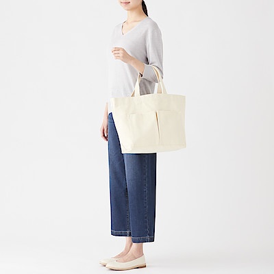 MUJI TÚI TOTE COTTON (NGANG) TRẮNG THÔ