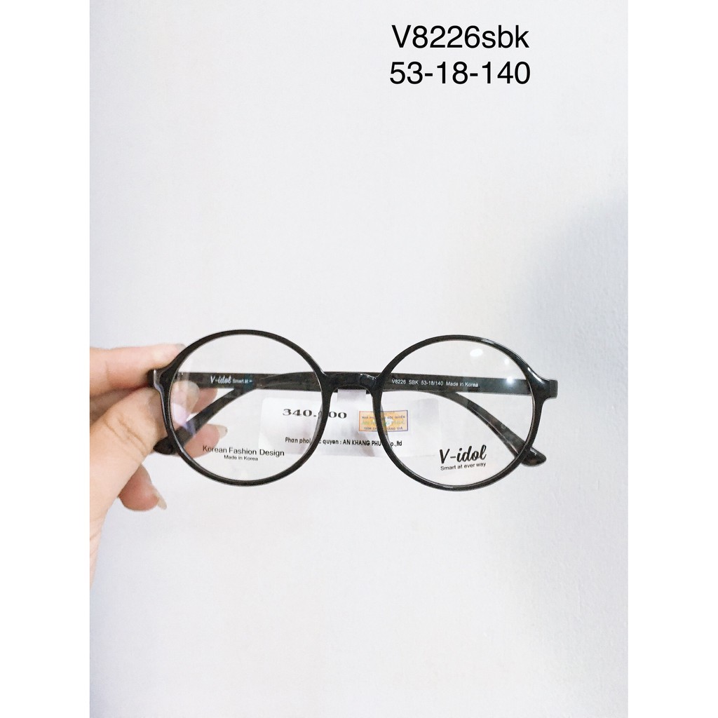 Gọng kính cận V idol dạng tròn- gọng kính nhựa chính hãng Hàn Quốc 8225,8226 màu đen.