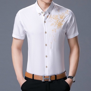 Áo sơ mi nam họa tiết ngắn tay