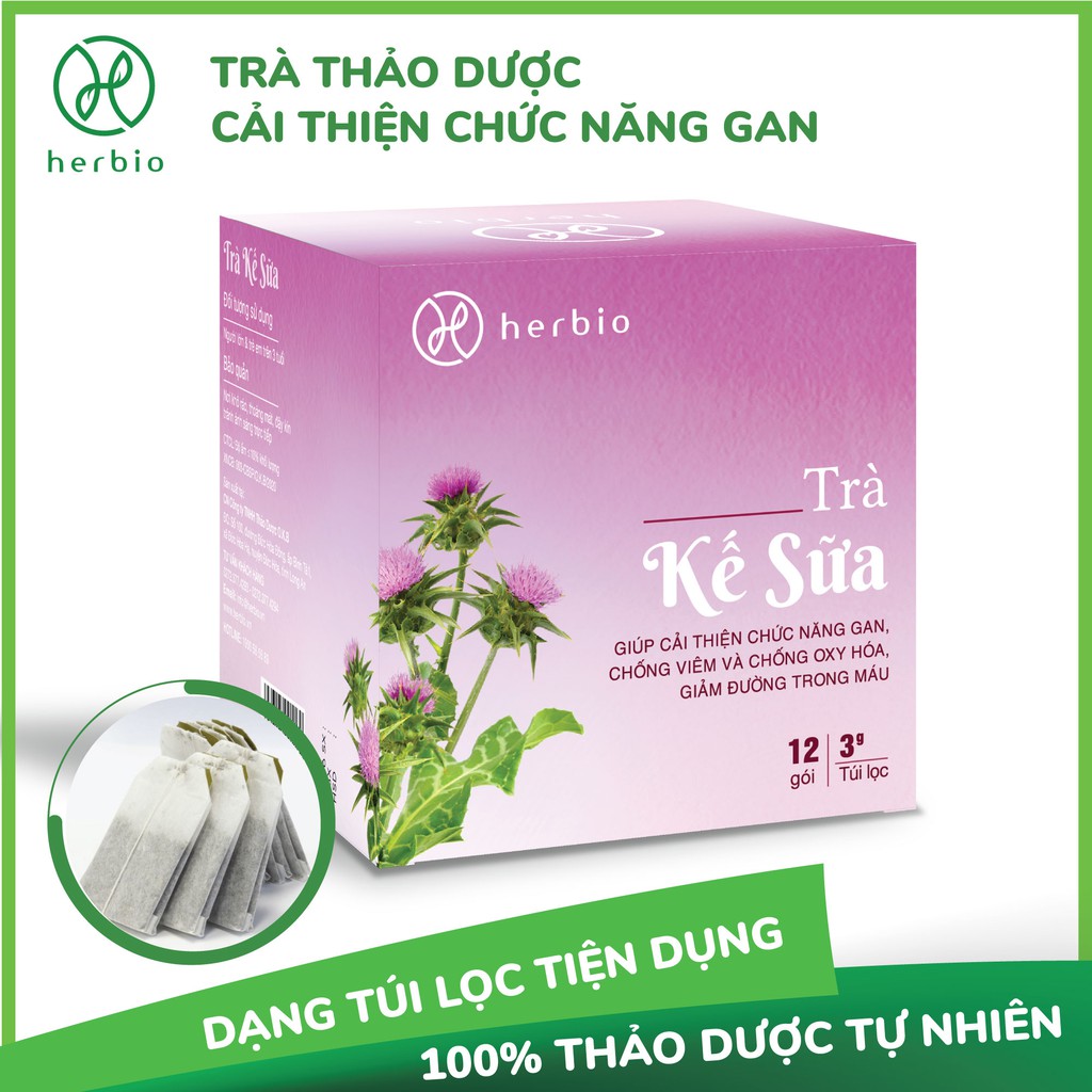 Trà Kế Sữa Herbio , chống viêm, chống oxy hóa, giải độc gan , hộp 12 g