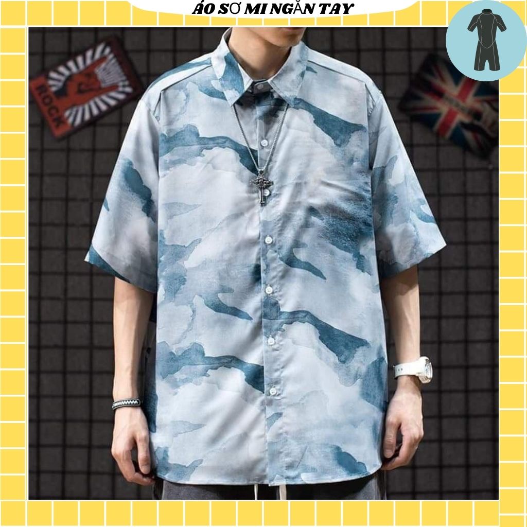 Áo Sơ Mi Tay Ngắn Unisex Cổ Bẻ Phông Cách Hàn Quốc Freesize