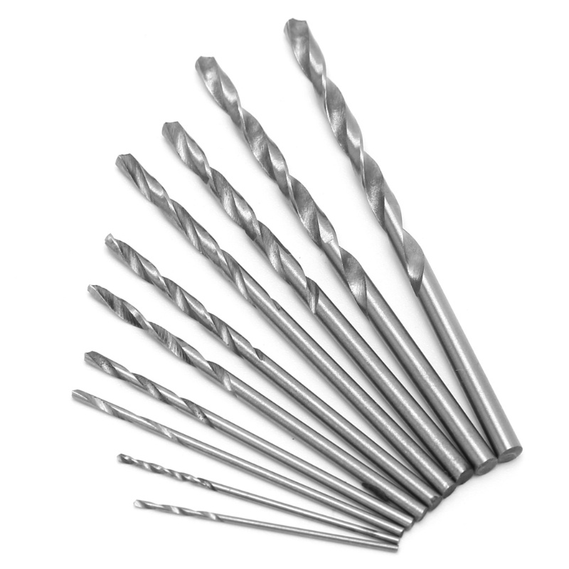 Bộ 10 Mũi Khoan Xoắn Mini HSS Tốc Độ Cao 0-3mm