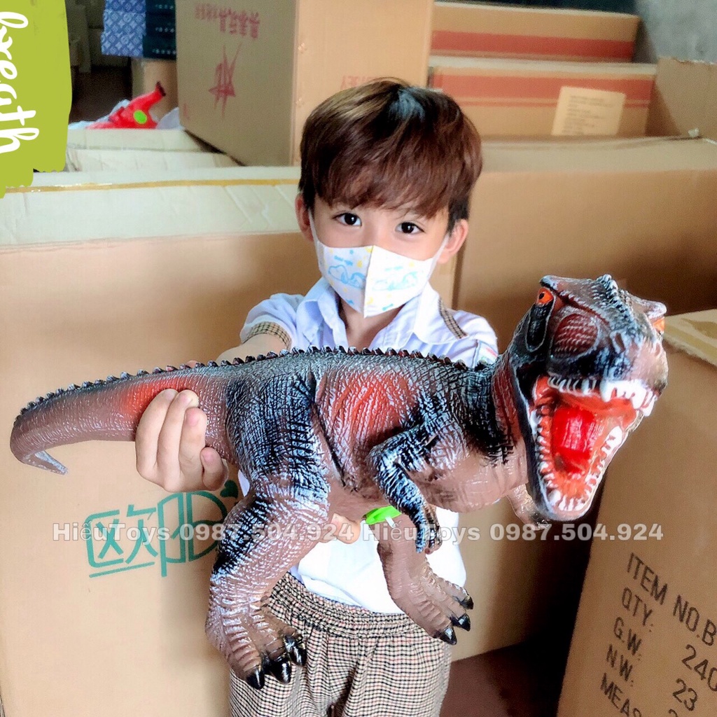 Đồ Chơi Mô Hình Khủng Long T-Rex Có Âm Thanh Chất Liệu Cao Su Mềm Cho Bé Trai Từ 2 Đến 8 Tuổi Hiếu Toys