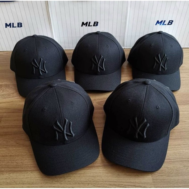(CHÍNH HÃNG) mũ MLB basic lưỡi trai full logo đen Unisex Nam nữ cứng form Hàn Quốc