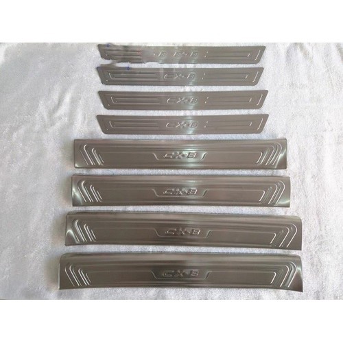 Ốp bậc cửa, nẹp bước chân trong, ngoài xe Mazda CX8 2019 - 2022- 2023 inox cao cấp