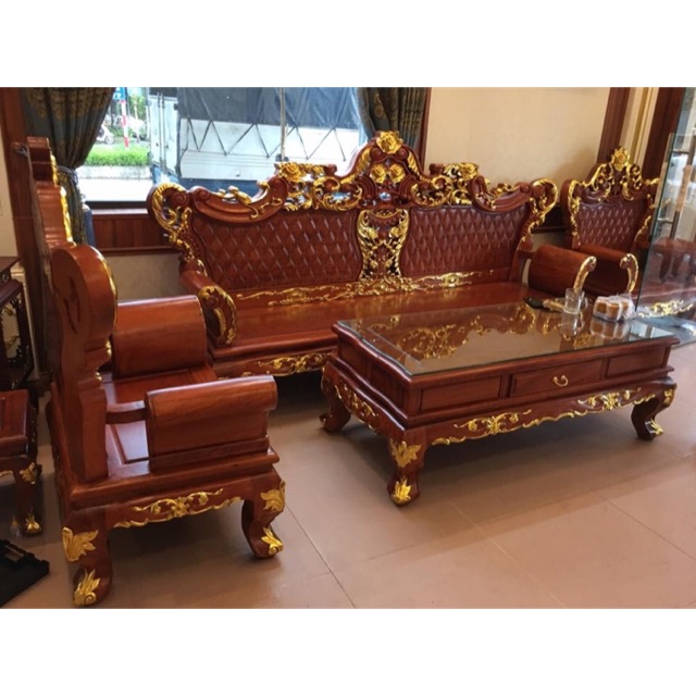 ☘️ Bộ ghế luis hoàng gia dát vàng gỗ hương đá chân 12 khuôn 4 v Bộ ghế luis hoàng gia dát vàng gỗ hư