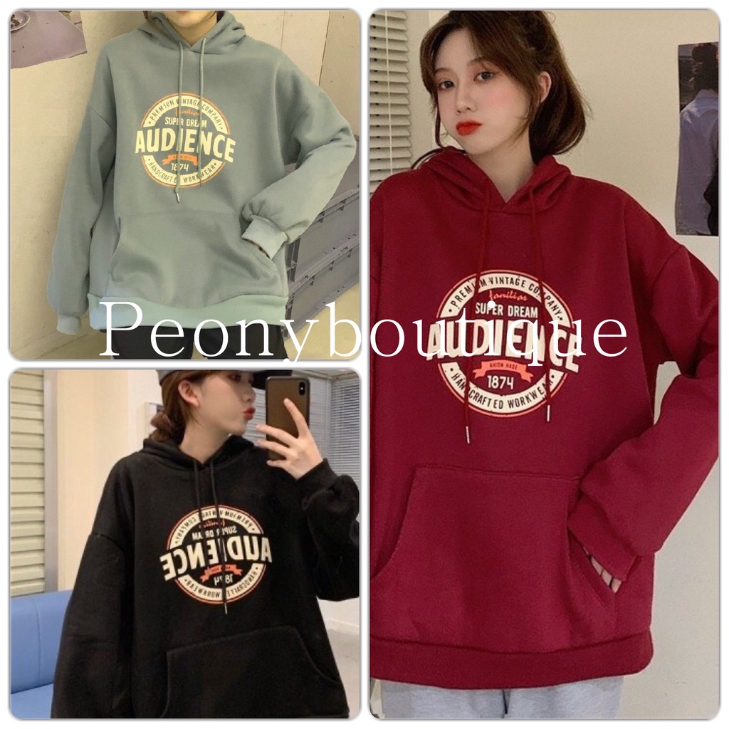 Áo Hoodie Audience 1874 PEONYB Nữ [FREESHIP]  Sweater form rộng tay bồng, nỉ bông vintage cá tính Ulzzang