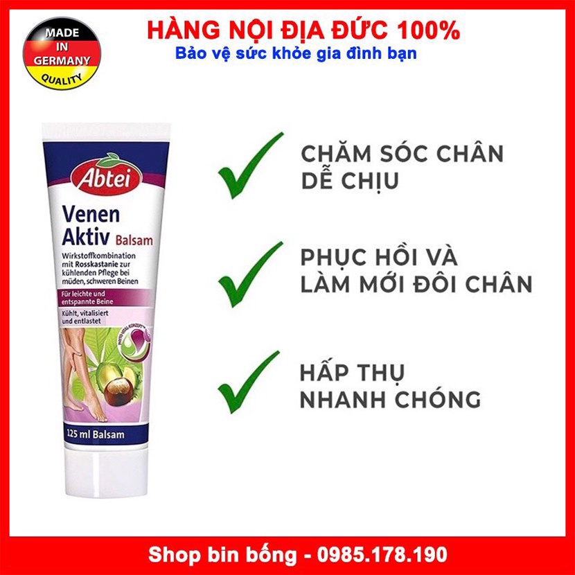 Kem Bôi Giãn Tĩnh Mạch Abtei Venen Aktiv 125ML
