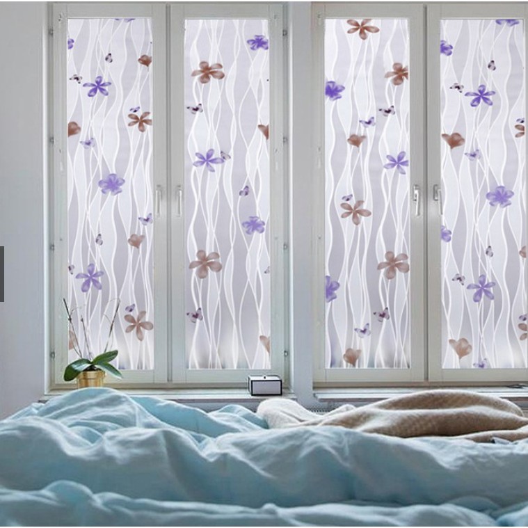 Cuộn 5m dán kính HOA DÂY TÍM khổ rộng 45cm