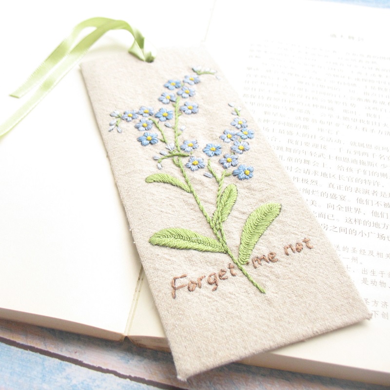 Kẹp sách DIY thêu hoa lá - KIT nguyên liệu tự thêu COMBO kẹp sách hoa cỏ mùa xuân- MIE handmade shop