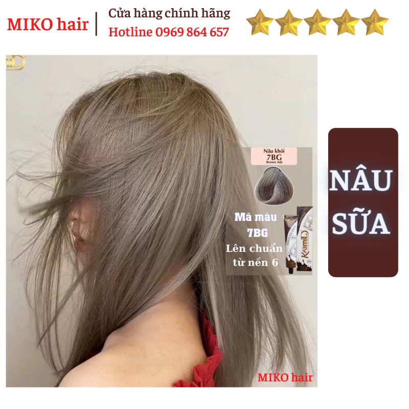 Thuốc nhuộm tóc NÂU SỮA, NÂU KHÓI không cần thuốc tẩy tóc MIKO HAIR tặng trợ nhuộm, tặng phục hồi, trùm tóc và lược chải