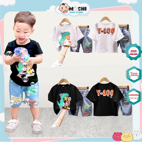 Set đồ bé trai - ⚡️Free Ship⚡️ - áo thun khủng long cotton mềm + quần jean vô cùng bảnh trai từ 8-24kg (CÓ ẢNH THẬT)
