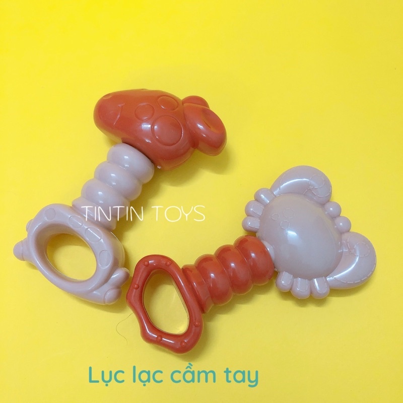 [CAO CẤP] Trọn bộ đồ chơi lục lạc, trống lắc, kèn thổi cho bé tập cầm nắm
