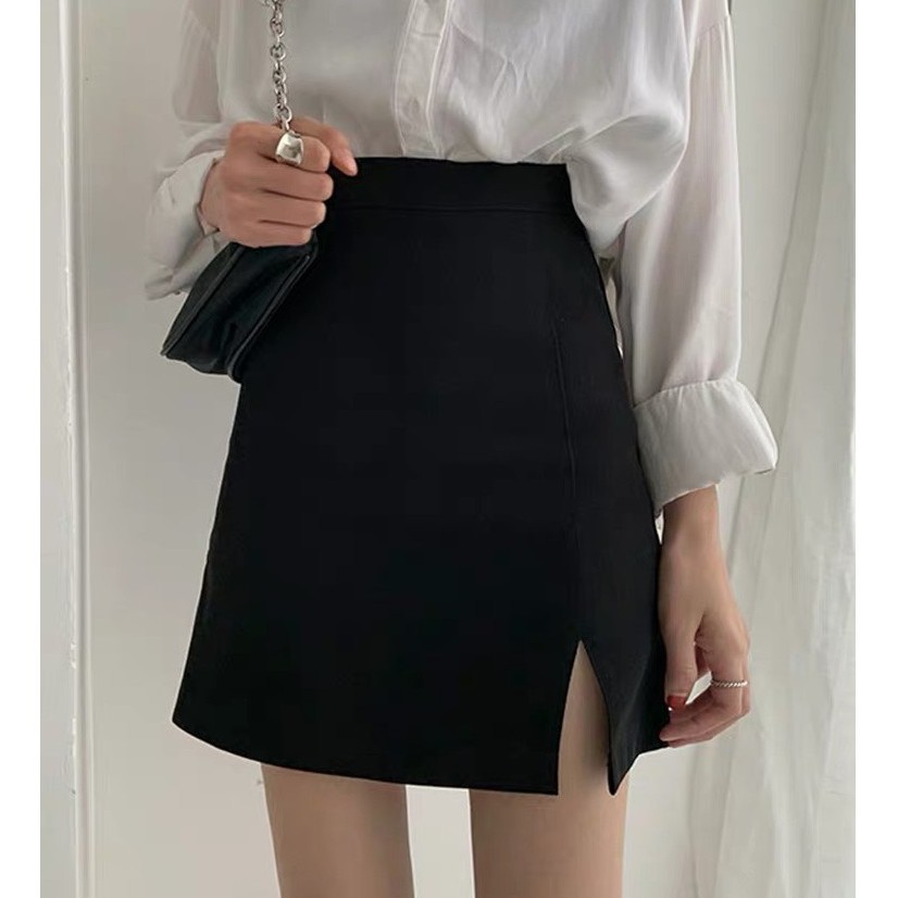 [ Qùa Tặng Dây Buộc Tóc Bạn Nhé] Chân váy ngắn chữ A xẻ đùi kèm quần trong màu trơn dễ phối đồ trẻ trung thanh lịch | BigBuy360 - bigbuy360.vn