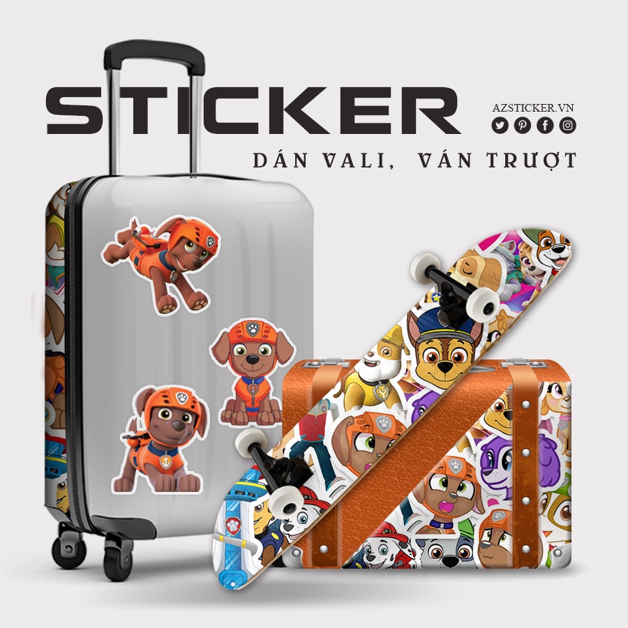 Sticker Những Chú Chó Cứu Hộ | Sticker Dán Mũ Bảo Hiểm Chống Nước Cắt Sẵn Kích Thước 6-10 Cm Chống Nước