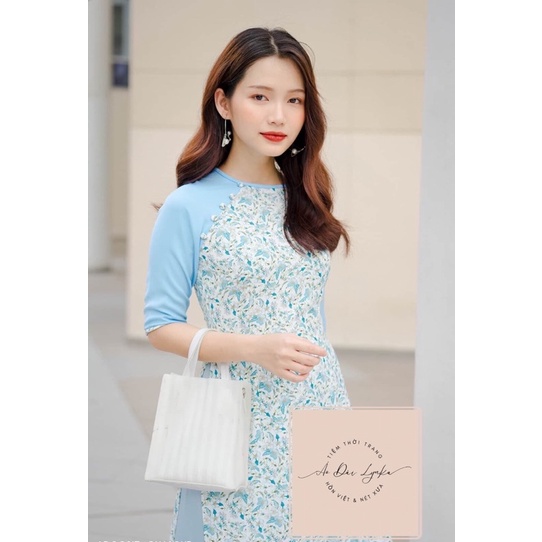 ÁO DÀI HOA XANH HOA NHÍ/ ÁO DÀI ĐÍNH CÚC BỌC/ ÁO DÀI LYNKA