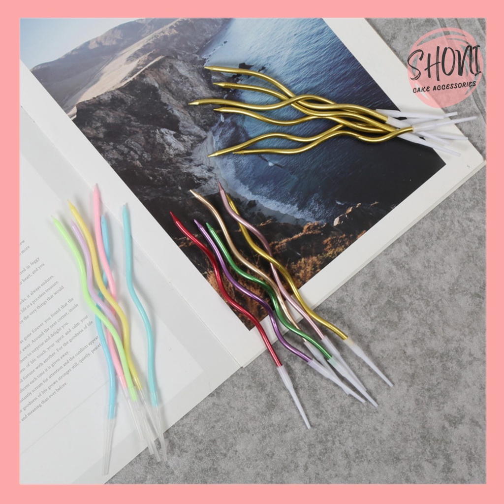 Nến Sinh Nhật Nhũ Dài Xoắn Trang Trí Bánh Kem