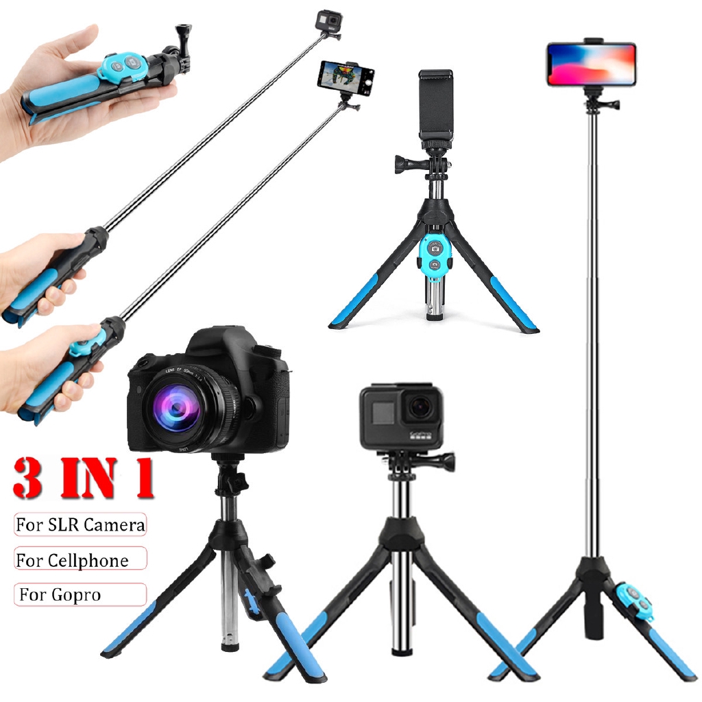 Selfie Stick 3 in 1 Foldable Wireless Bluetooth Tripod Extendable Remote Controller Monopod for iPhone Camera for Gopro