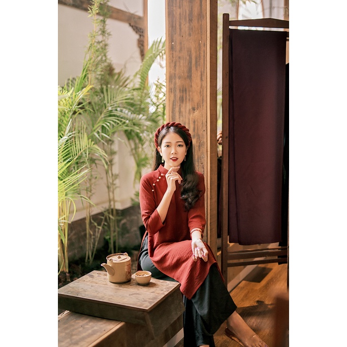 Sumire Store Áo dài Dáng xưa Yên Xuân - Đỏ đất