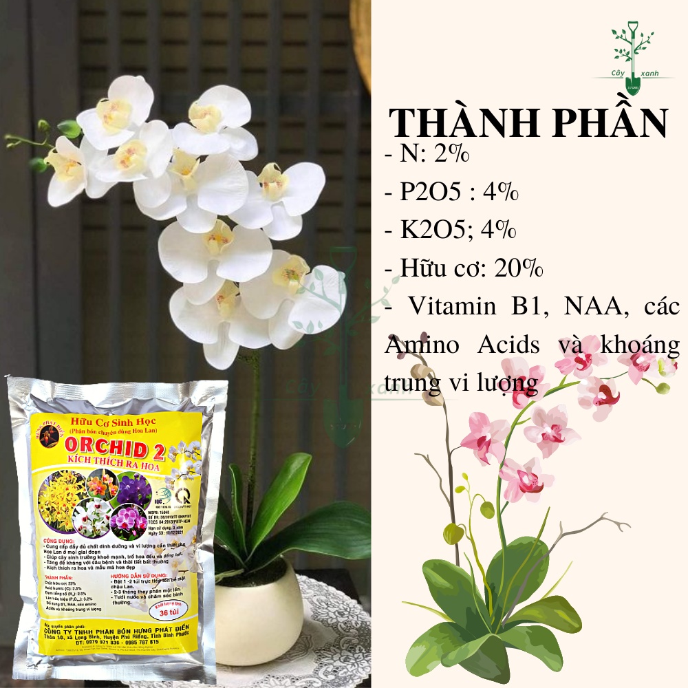 Phân Bón Hoa Lan 2 Phân Bón Túi Lưới Kích Thích Ra Hoa - Chuyên Hoa Lan Gói 500g - Key: Đất sạch, Phân Bón, Hữu Cơ