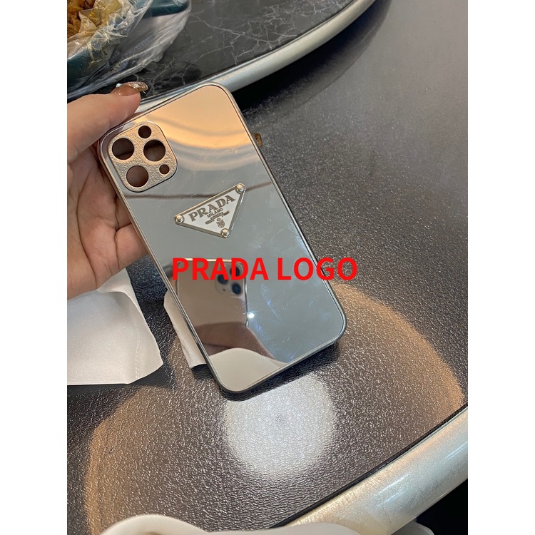 Ốp Điện Thoại Nhựa Tráng Gương In Logo Prada Sang Trọng Cho iPhone 12 13 11 14 pro max / xsmax / xr / x / xs max